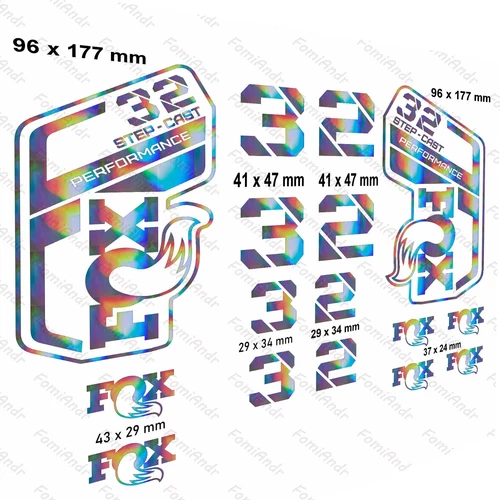 Custom Decals fit MTB fork Fox 32 Performance Step Cast, 2021. Bike stickers