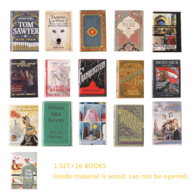16pcs Dollhouse Miniatures 1:12 Scale Prop Faux Books Lot Fill Bookshelf Novels