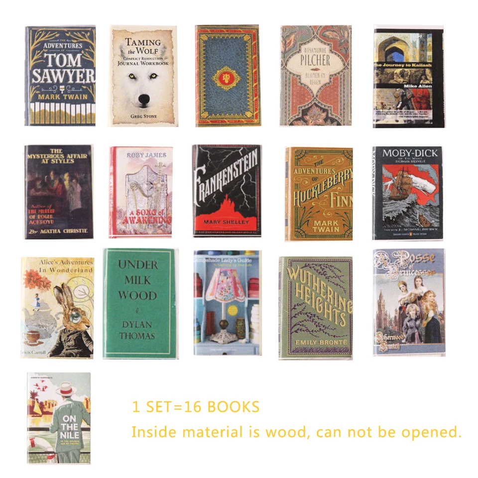 16pcs Dollhouse Miniatures 1:12 Scale Prop Faux Books Lot Fill Bookshelf Novels - Image 2 of 4