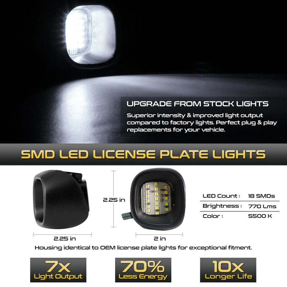 White LED License Plate Light Tag Lamps For Chevy S10 GMC Sonoma Blazer Jimmy 2X - Image 2 of 4