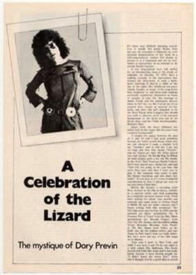 Dory Previn A Celebration of the Lizard Interview/article Mid 70's