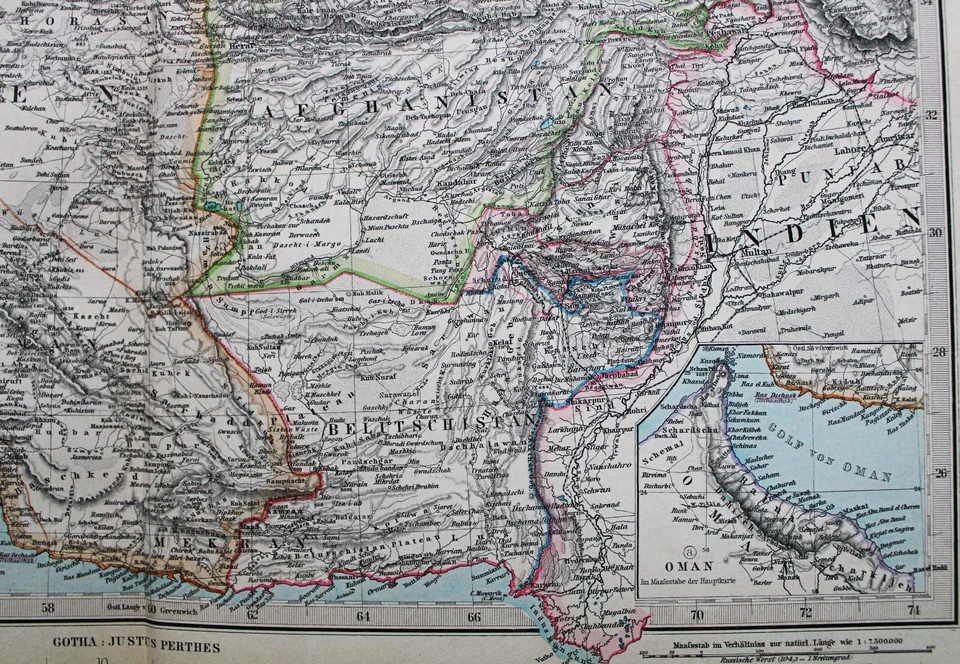PLACA MAPA MUNDIAL ATLAS MANO STIELERS PÁGINA NO 59 PERSIA AFGANISTÁN 1888 Foto 4 de 4