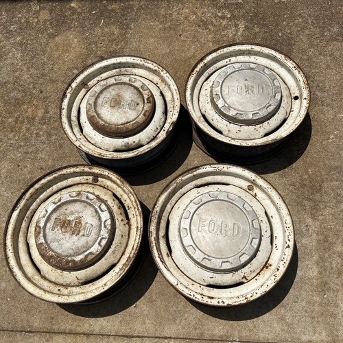 15"x5" OEM 1953-1964 Ford F100 Pickup Wheels Hubcaps Set Of 4 Factory