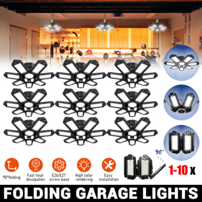 1-10 Pack LED Garage Light Bright Work Shop Ceiling Light Deformable Bulb Lamp
