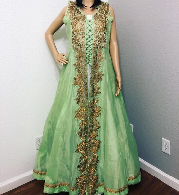 open lace back dress Dark Bottle Green Floor-length Anarkali/ Party-wear Gown with Dupatta  [product_title] | OORVI DESAI