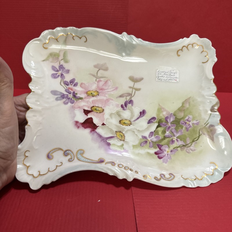Vintage Pouyat Limoges Hand Painted Rectangular Dresser Vanity Tray (Z5)