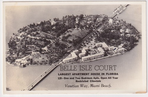 RPPC Miami Beach, Florida FL - Belle Isle Court - Venetian Way- Vintage Postcard