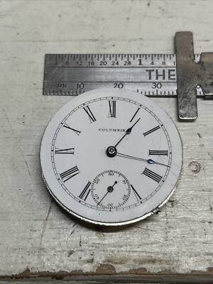 Vintage Columbia Watch Co. watch movement Works Needs Service Fancy Dial 34.5mm