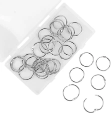 Loose Leaf Book Binder Rings 1-Inch（30 Pack） Metal Nickel Plated for Key Rings,