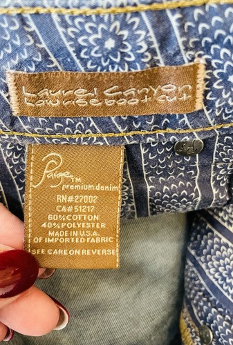 Paige Size 26 (8) Blue Denim Laurel Canyon Low Rise Jeans Made In USA Designer - Picture 9 of 24