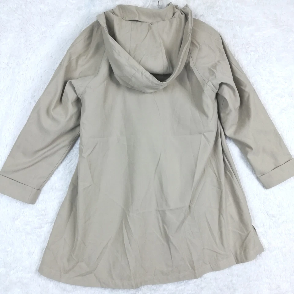 Abrigo De Colección Norm Thompson Mujer Con Capucha Trench Beige Caqui Botón Delantero Chaqueta S Foto 2 de 4