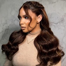 20'' Human Hair 4x4 Lace Closure Wavy Wigs Lace Front Wigs