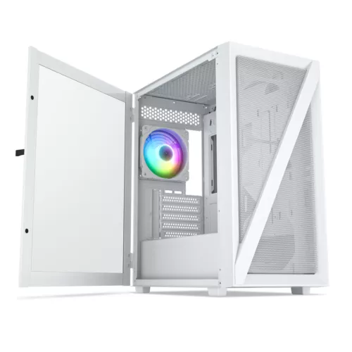 Vetroo M05 White Micro ATX Gaming Computer PC Case M-ATX / ITX w/ 120mm ARGB Fan