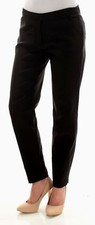 New 210 Max Studio Women Black Solid Straight-Leg Dress Flat-Front Pants Size 4