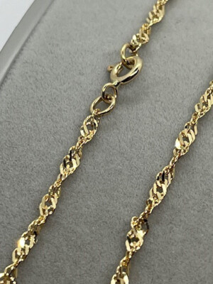 9 kt massive Gelbgold 2,4 mm gedrehte Panzerkette 22'' / 55 cm Halskette (GTC40)