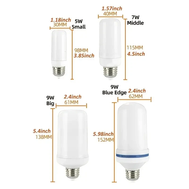 NEW 1 pc LED E26/E27 Flame Bulb Fire Corn Bulb Flickering LED Light Halloween - Image 4 of 4