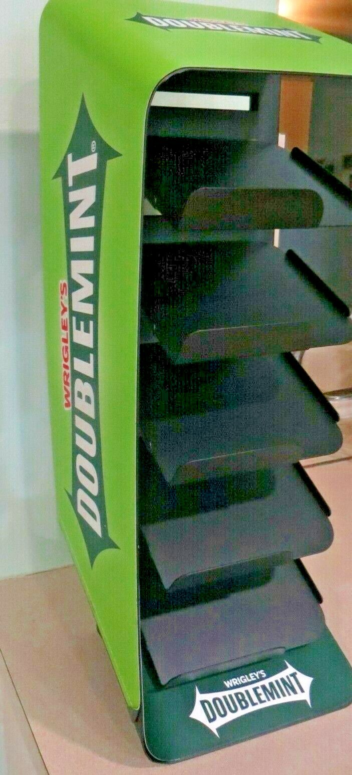 WRIGLEY'S DOUBLEMINT 5 SHELF METAL STORE COUNTER GUM DISPLAY RACK NOSIB SIGN