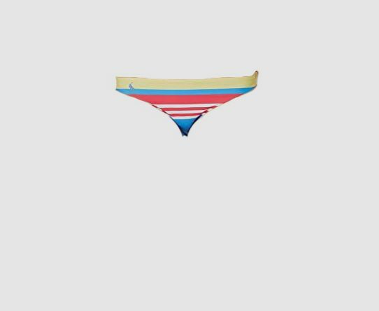 $48 Polo Ralph Lauren Womens Blue Red Stripe Low Rise Retro Bikini Bottoms Sz L