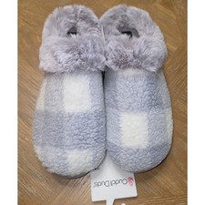 Cuddl Duds Womens Gray Plaid Faux Fur Sherpa Slippers 03LZP09951 XL 11-12 NWT