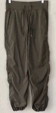 LULULEMON Dance Studio Unlined Pants Olive Green Hem Cinch LW5CFWR  Wms Sz 6R