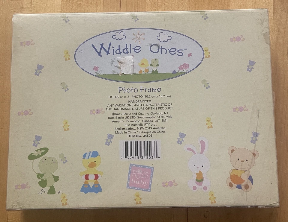 Marco de bebé Widdle Ones Russ Baby4x6 mamá papá mamá ducha regalo de colección pintado a mano Foto 3 de 4