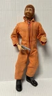 Vintage GI Joe Action Team red Flocked Hair & Beard & Orange jump suit
