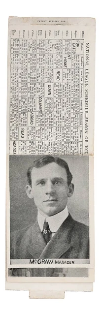1907 New York Giants Baseball Postkarte Zeitplan John McGraw Christy Mathewson