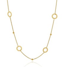 14 Karat Yellow Gold Open Circle Bead Station Necklace