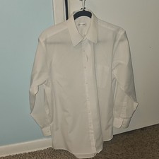 Pierre Cardin Men's White Dress Shirt 16.5 32/33 Long Sleeve Collared Button