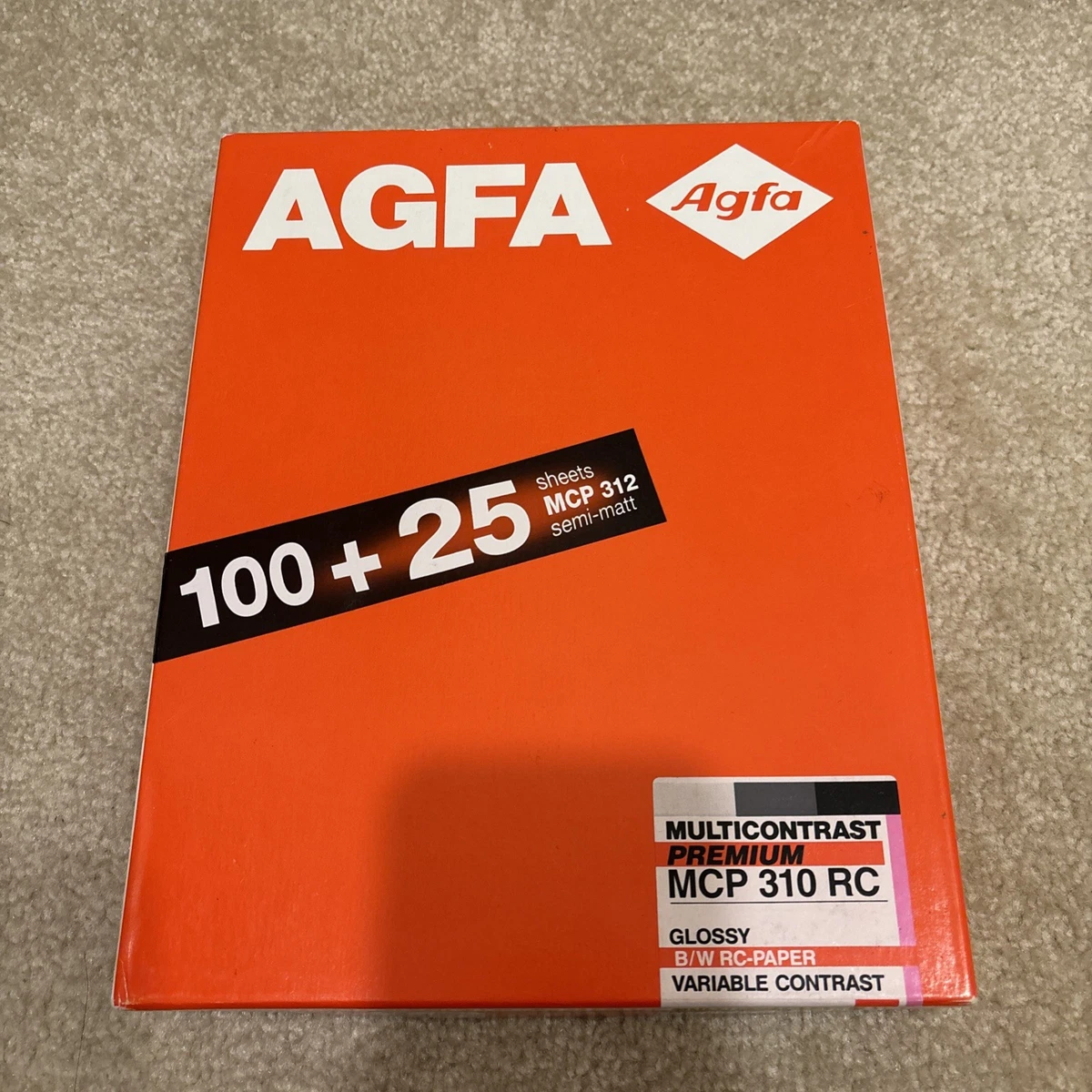 lot 100 AGFA Fotopapier 8 X 10 inch copyrapid negatif medium speed