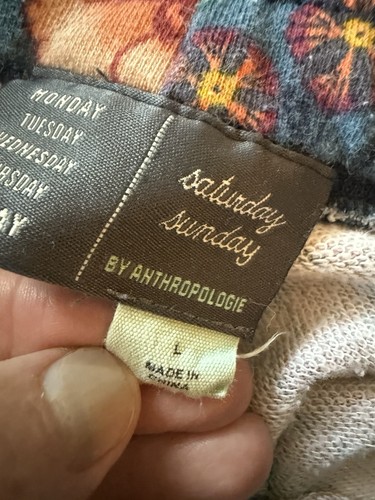 Anthropologie Camilla Knit Boho Floral Joggers Saturday Sunday Large - Picture 11 of 14