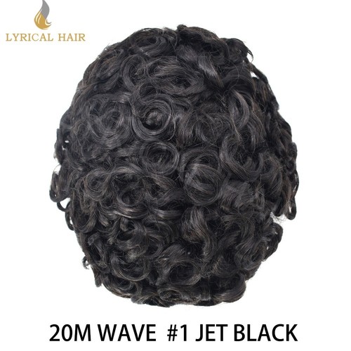 Afro Toupee For Black Men Kinky Curly Human Hair Unit Injection Hairpiece System - Afbeelding 22 van 23