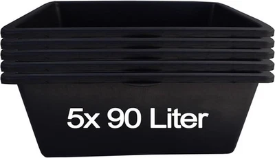 HOSSI'S WHOLESALE 5x Mörtelwanne 90L Pflanzwanne Tuppe Zementkübel Maurerkasten Zementwanne Kübel