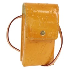 LOUIS VUITTON Monogram Vernis Green Case Lime Yellow M91052 LV Auth BA8521
