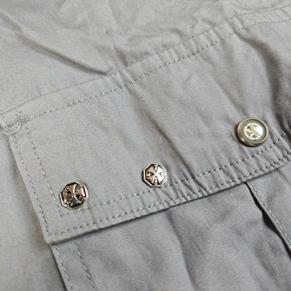 Blac Label Snap Shirt Mens 6XL Detroit Rock City Skull Gray West Coast Y2K - Image 4 of 4