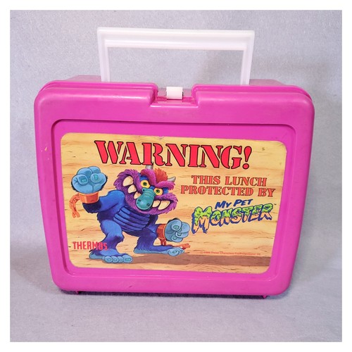 Vintage 1986 My Pet Monster Pink Plastic Lunchbox *NO THERMOS FLAWS SEE PICTURES