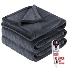 Electric Heated Blanket Throw Size 50"x60", Fast Throw 50" x 60" 13-dark Gray