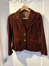 Theory Vintage Made In The USA Brown Crushed Velvet Jacket Size 2