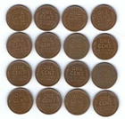 120f. LOT OF 16 x  ALL 1950'S LINCOLN DATES HAVING REVERSE CUDS DIE CRACK ERRORS