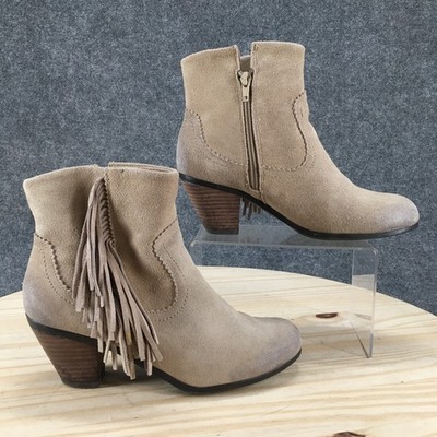 Sam Edelman Ankle Boots Women 8M Beige Louie Suede Fringe  display picture 3