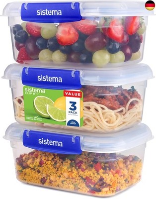Sistema KLIP IT PLUS Frischhaltedosen Set | 1 l rechteckig | auslaufsichere,