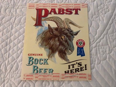Pabst Bock Beer P-362 1963 ORIGINAL Bock Ram paper front window poster sign