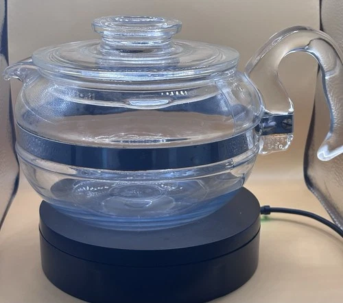 Vintage 6 Cup #8126-B Pyrex Flameware Clear Coffee  Tea Pot With Lid