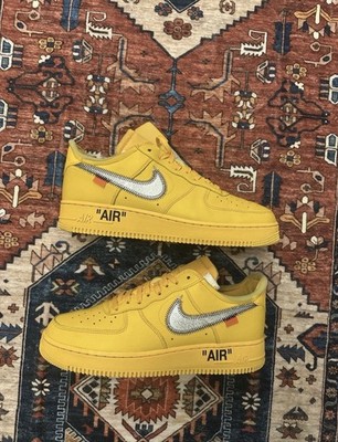Off White Nike Air Force 1 Low Lemonade ICA University Gold Size 10.5 DD1876 700