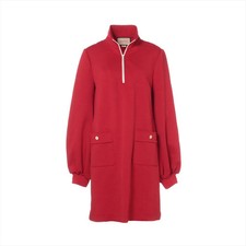 Gucci GG Polyester Dress M Ladies' Red  653412 Half-zip Fabric pilling