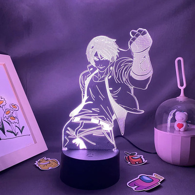 Game the King of Fighters Kyo Kusanagi 3D LED Neon Night Light Birthday Gift for