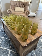 Tiffin Franciscan Madeira Olive Green Vintage Water Wine Goblets, Set of 24