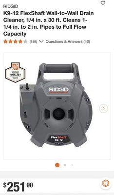 #ad #ad Ridgid K9 12 Flex Shaft Wall to Wall Drain Cleaner 1 4quot; x 30ft $129.99