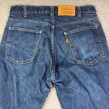 Vintage 80s Levis 505 Jeans Mens 34x30 Blue Medium Washed Orange Tab USA Made