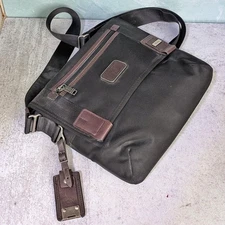 TUMI Alpha Bravo Beale Messenger Bag Black Brown Crossbody Nylon Travel 22371HKH